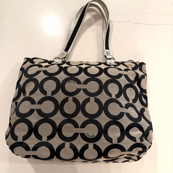 COACH•vintage #15331 poppy art glam Y2K jacquard tote bag EUC - Picture 2 of 12